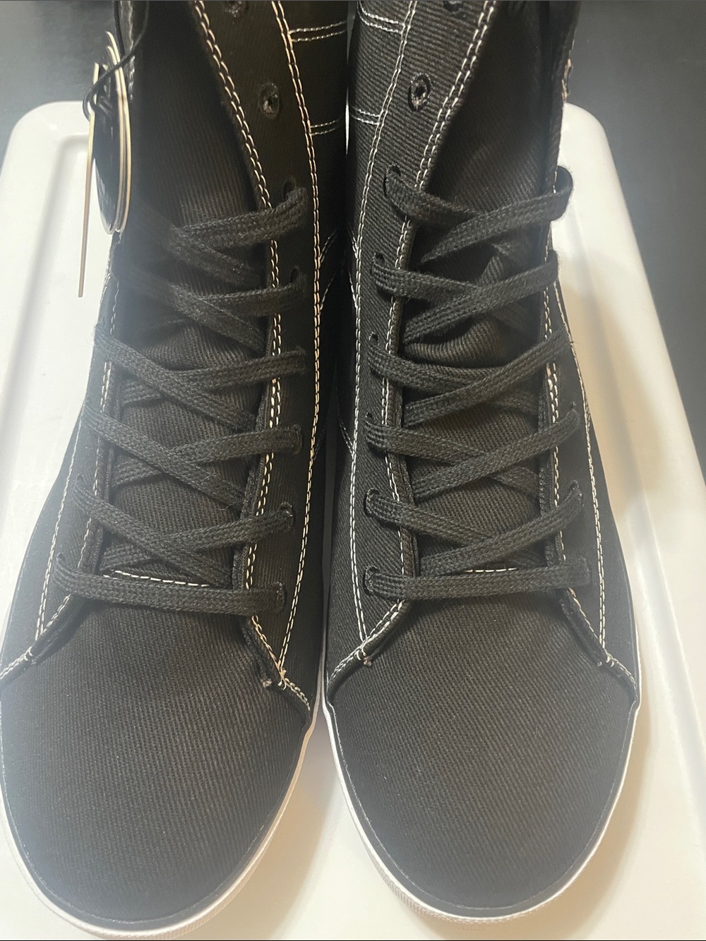 Pastry Black Canvas High-Top Sneakers w White Stitching NWT Women’s Sz.12